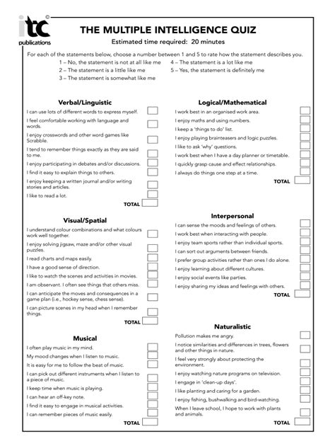 howard gardner's multiple intelligences test.